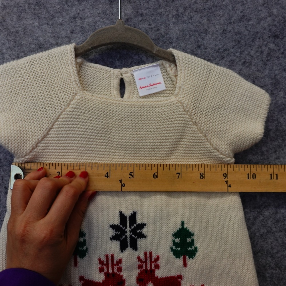 Sweater Knit Dress Baby Girl 3 6 Mos Cream Wool Deer Nordic HANNA ANDERSSON - Picture 4 of 12